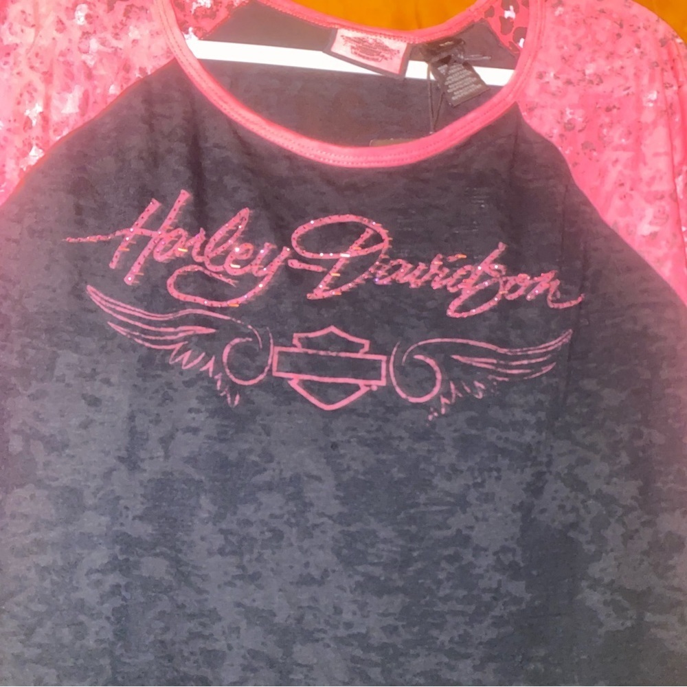 NWT Harley-Davidson Burnout Leopard Accent Tee plus size 2X breast cancer - Picture 6 of 9